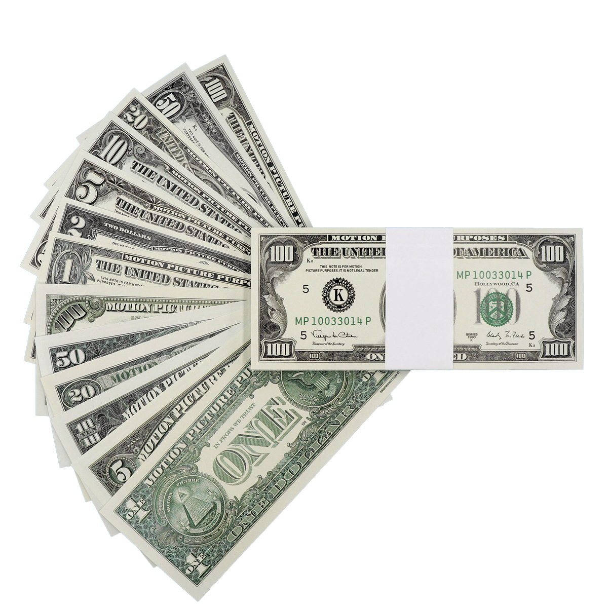 All Denomination Full Print 1990 Series Mixed Bills Stack - PropMoney.com