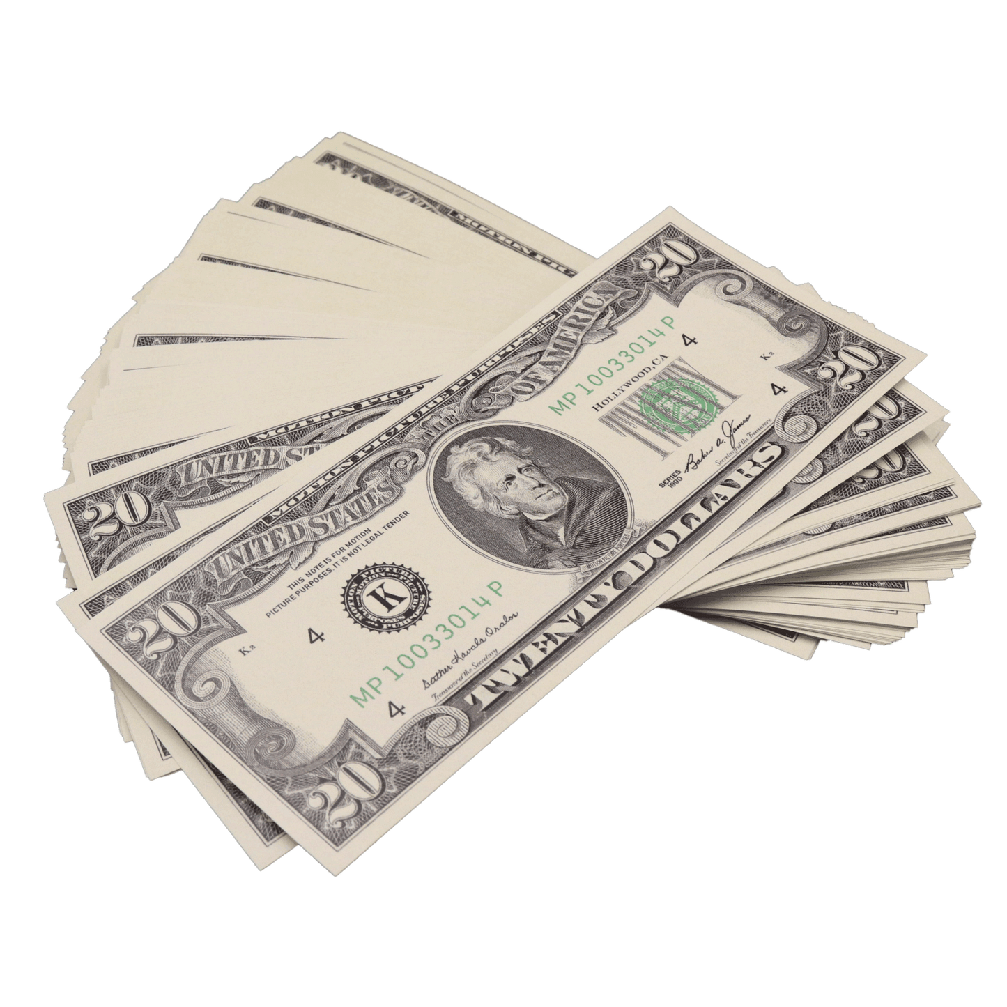 All Denomination Full Print 1990 Series Mixed Bills Stack - PropMoney.com