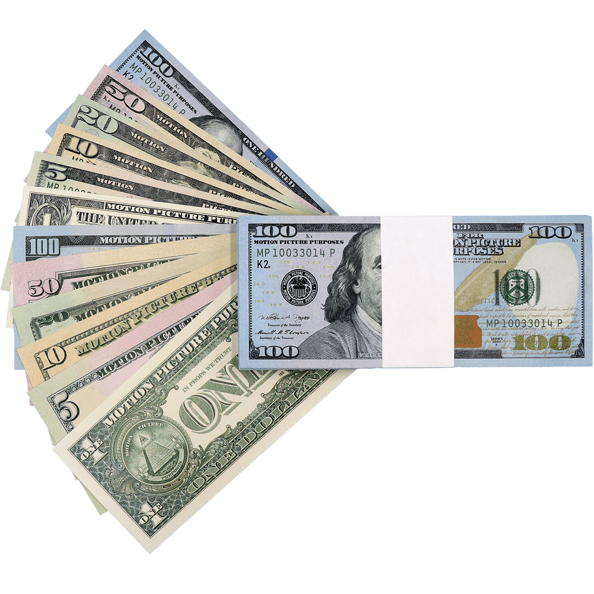 All Denomination Full Print New Series Mixed Bills Stack - PropMoney.com