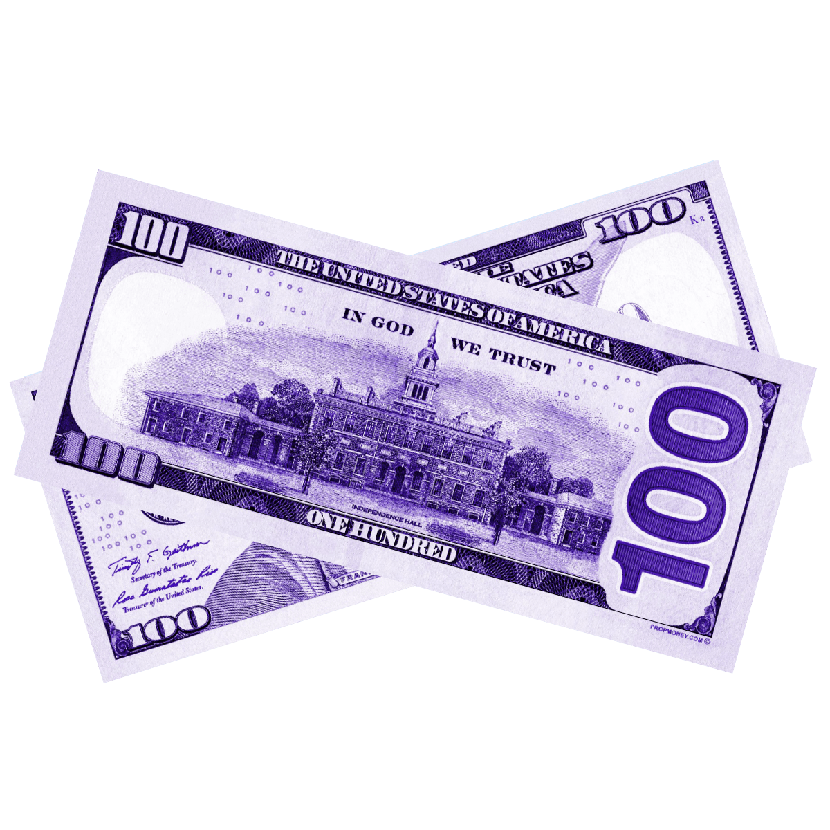 $100 New Series Purple Bills - PropMoney.com