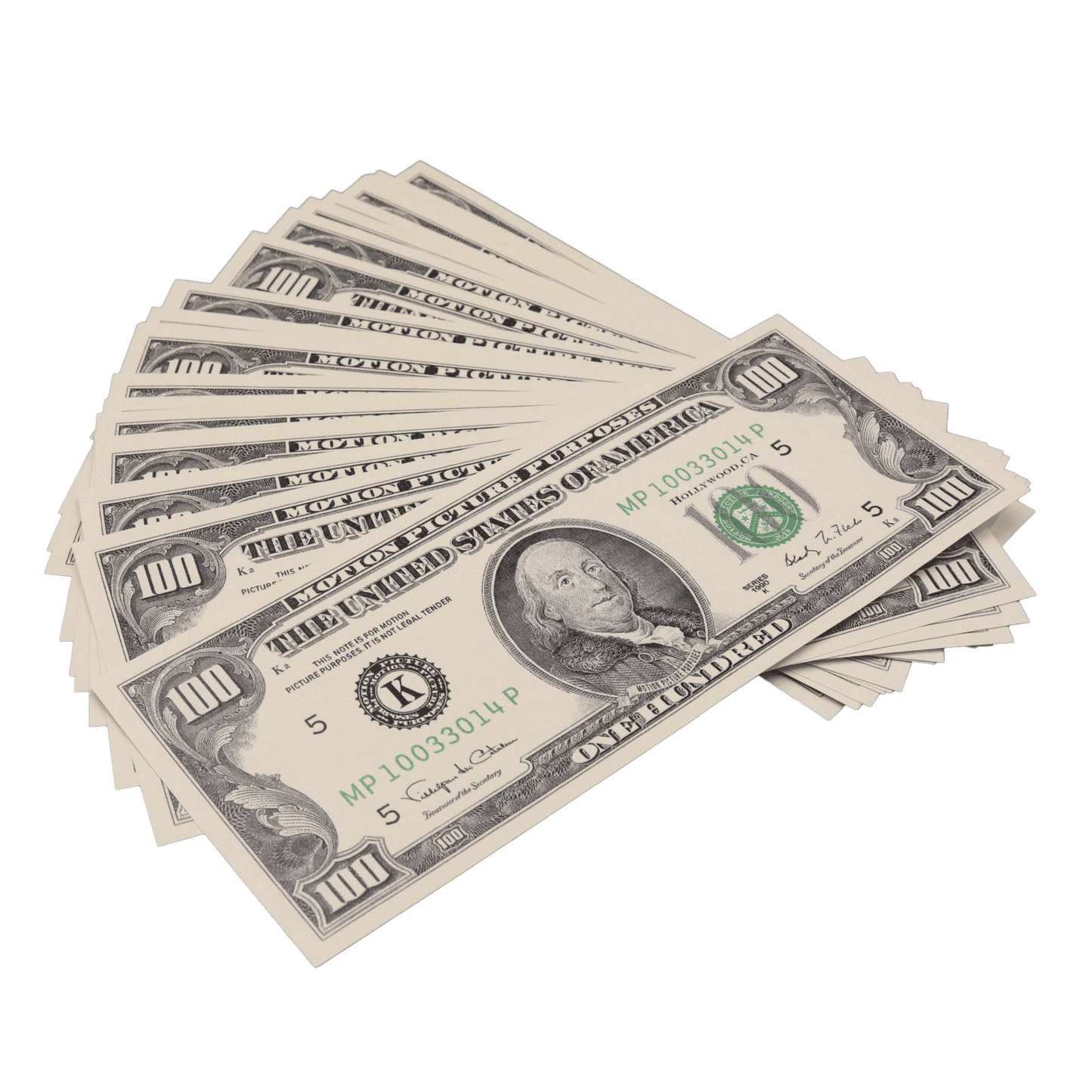 25x $100 Bills - $2,500 - 1990s Series Full Print Prop Money - PropMoney.com